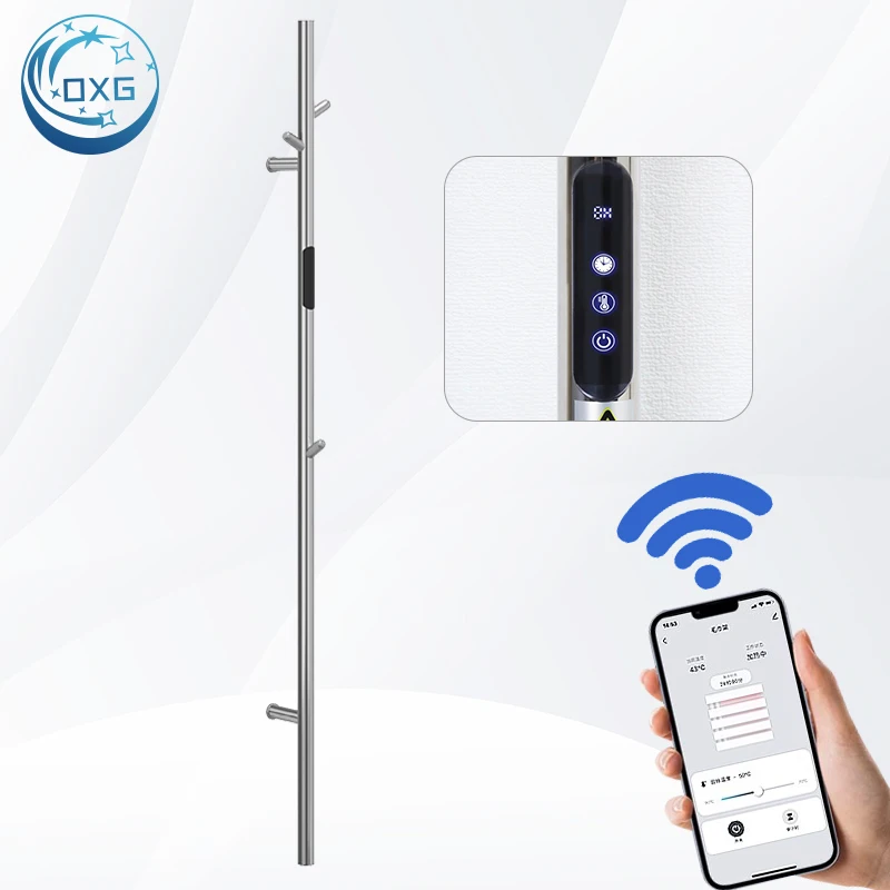 OXG Electric Heated Towel Rack with Timer and WiFi Control, Wall Mounted Towel Rail Branch Hook European Style