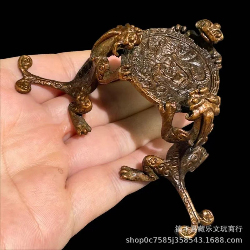 Antique-style vintage aged three-dragon stand, teapot cover rack, set accessories, tea props, candlestick ornament
