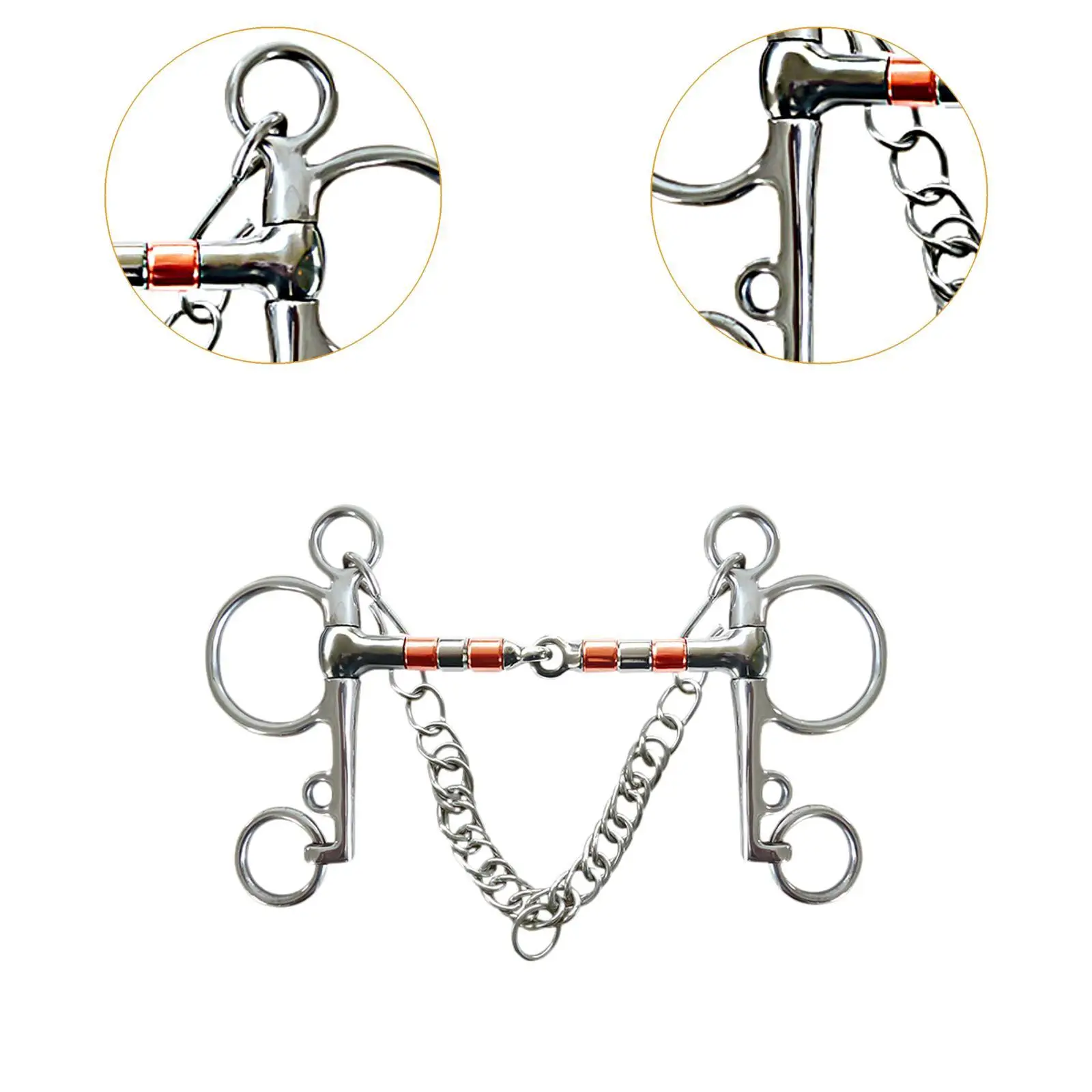 ม้าบิตปากบิตกลางแจ้งอุปกรณ์เสริมม้าแหวนหลวม Snaffle Walking Horse Bit ม้าเคี้ยวบิตโลหะ Horse Snaffle บิต