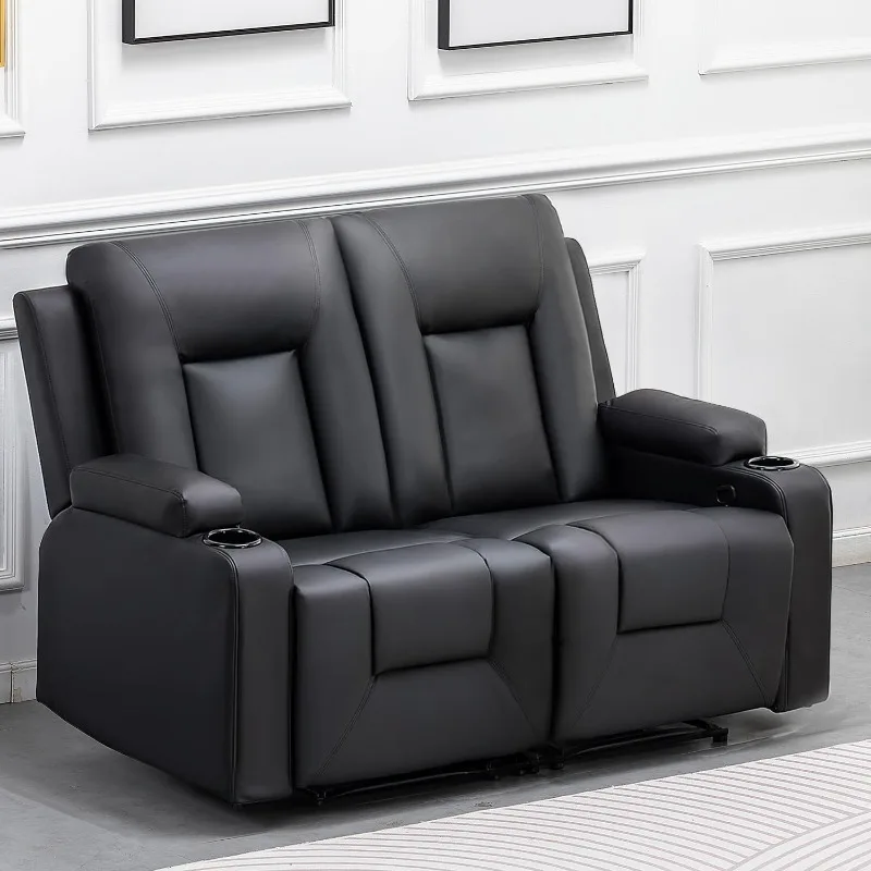 Leather Recliner Modern Loveseat Sofa, 2 Leather Recliner Chair,Modern Small Sofa Couch,2 Seater PU Loveseat