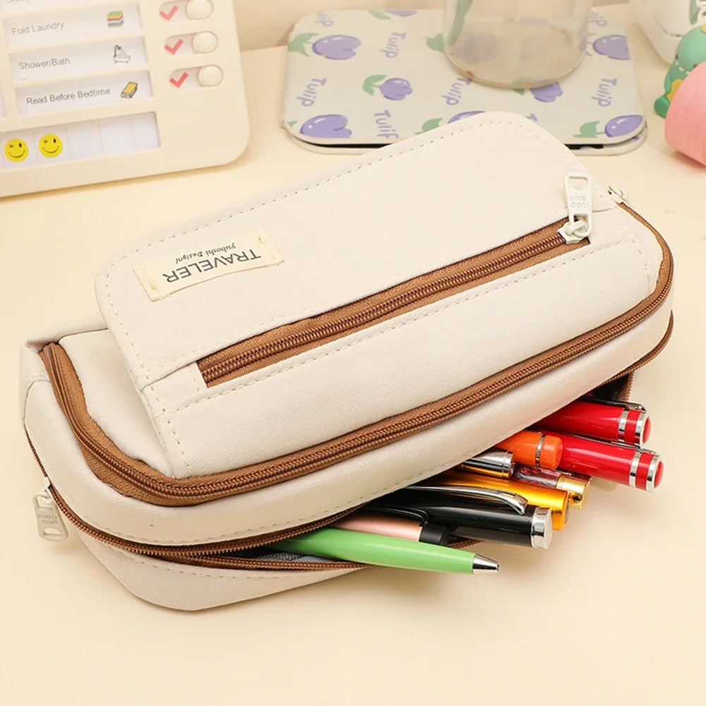 مقلمة ذات سعة كبيرة مكونة من 5 طبقات حقيبة أقلام رصاص للطلاب متعددة الأغراض وأسلوب بسيط ومستلزمات مكتبية مدرسية جمالية