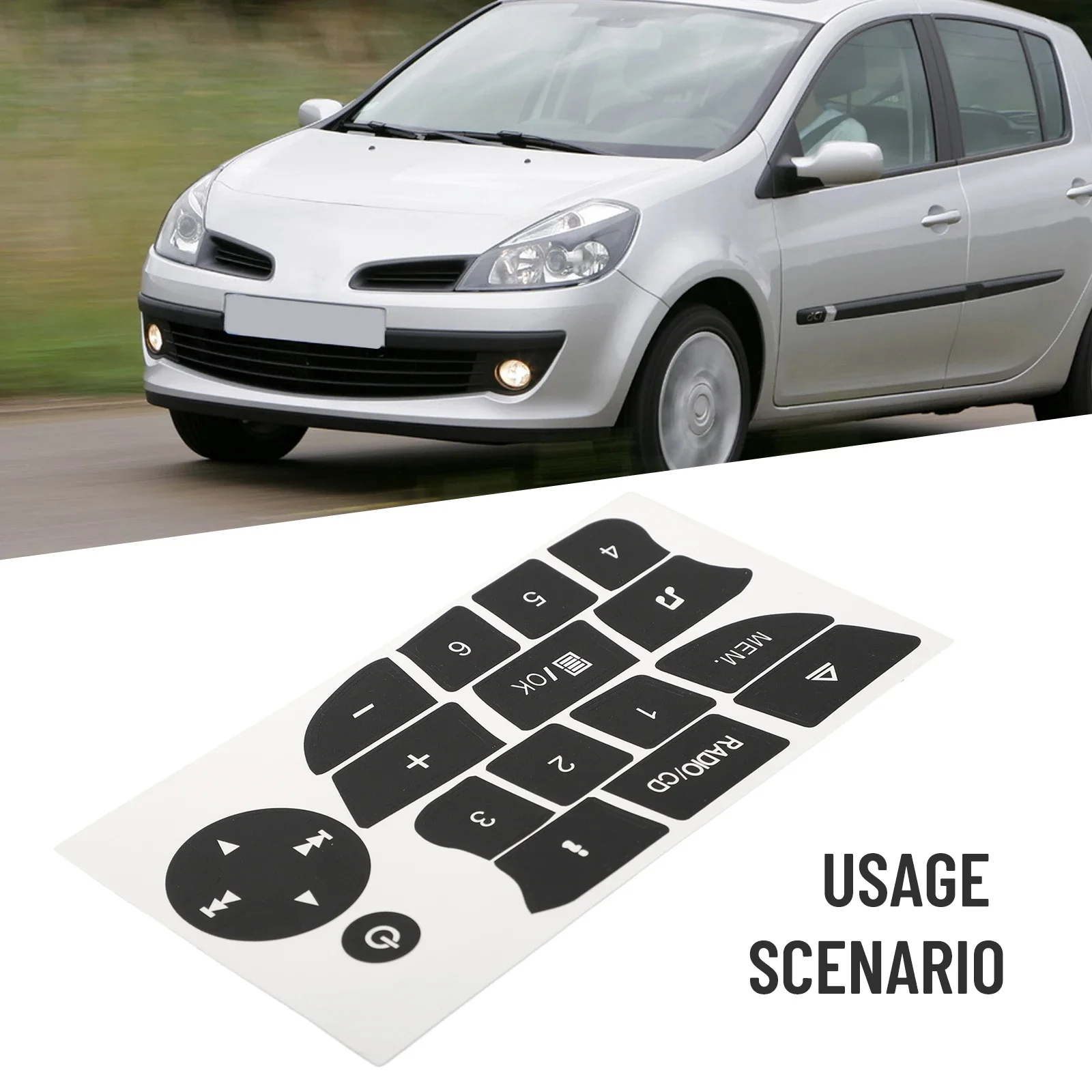 Radio CD Button Overlay Sticker For Renault For Clio 2009 2011 And Megane 2009 2011 Interior Audio Panel Restoration