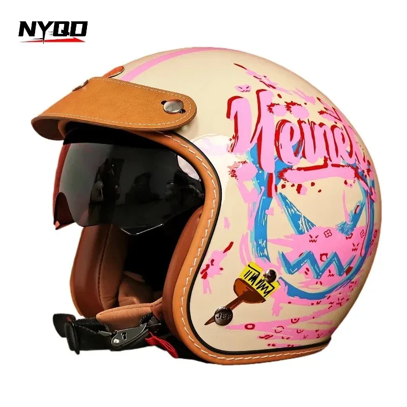 Motorcycle Helmet Vintage 3/4 Open Face Half Helmet CCC DOT ECE Cert Cool Vent 4 Seasons Unisex Cruiser Riding view 6