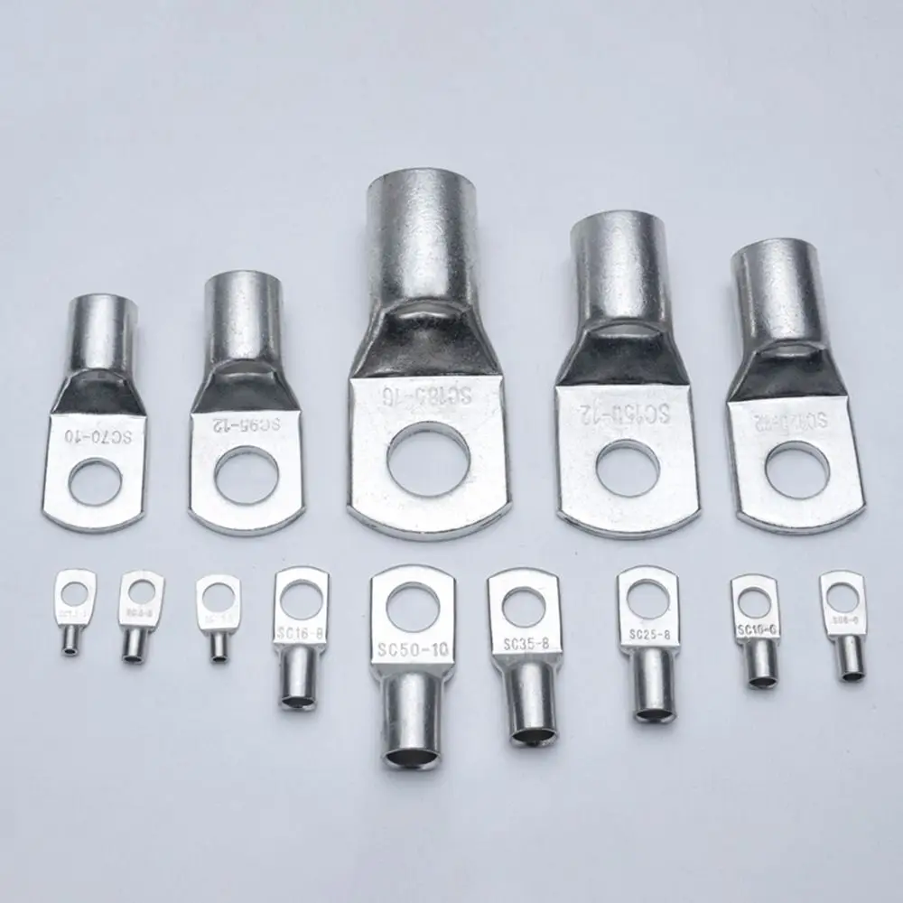 10Pcs Durable Bolt Hole Tinned Copper SC Type Lugs Ring Wire Nose Terminal Crimp Cable Connector Kit