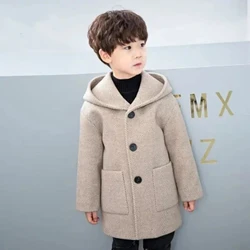 3 -12 Years Very Keep Warm Winter Boys Jacket 2024 Teenager Mid-Length Plus Velvet Thick Hooded Cotton Casual Coat For Kids