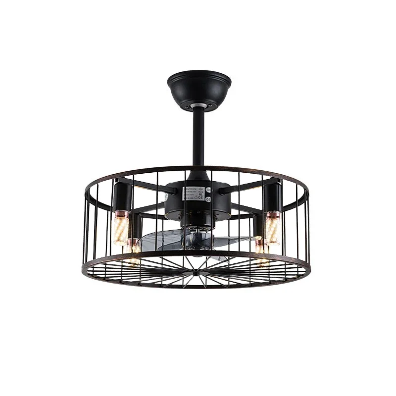 COLIN  American Ceiling Fans Lights Black LED Lamp With Remote Control for Home Bedroom Dining Room Loft Retro