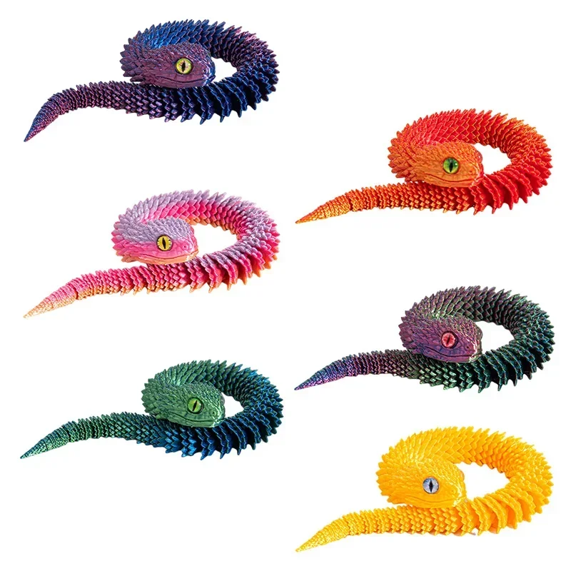 3D Gedrukt Slang 2025, Chinese Dierenriem Jaar van Slangen Ornament Slang Beeldje Beweegbare Ambachtelijke Executive Bureau Speelgoed Thuiskantoor Decor