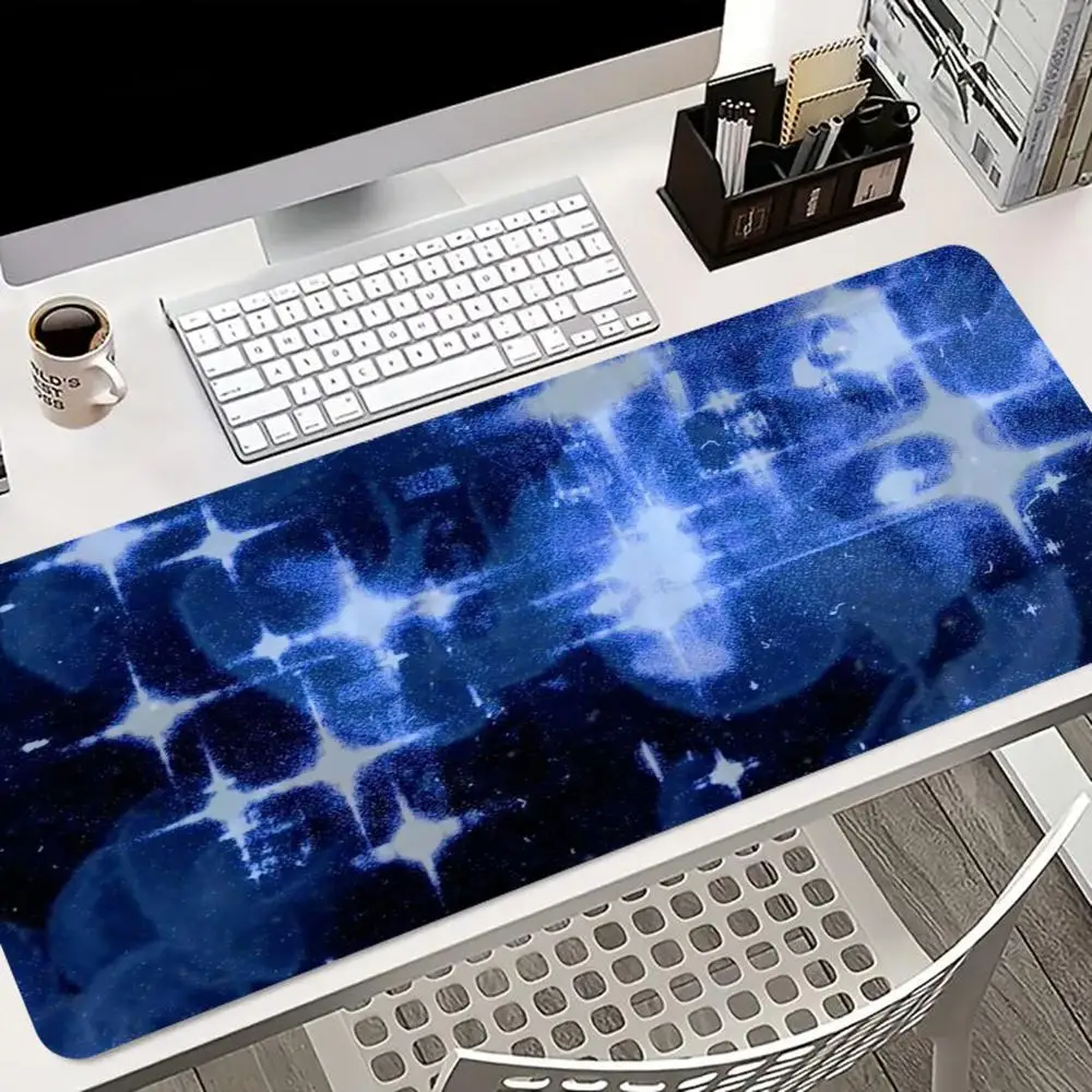 Blue Starry Sky XXL Gaming Mouse Pad Anti-Slip Rubber Stitched Edge Waterproof Keyboard Desk Mat Home Office Decor Gift Pad