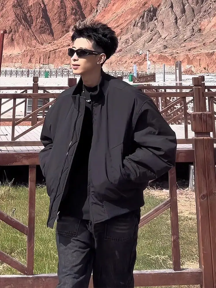 

Мужская зимняя куртка-бомбер из утепленного хлопка, водонепроницаемая, на молнии, повседневная, теплая верхняя одежда