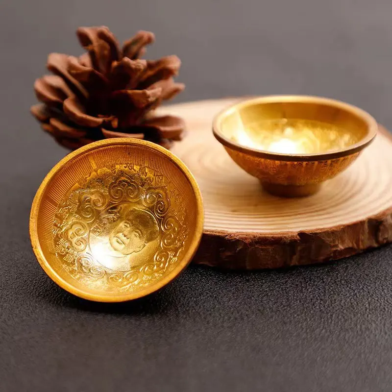 Antique Small Bowl Ornament Gold-plated Bowl Mini Gold Bowl Handicraft Home Accessories Decorative Figurines Desk Decoration