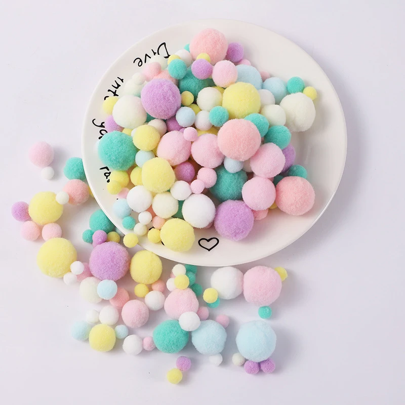 260 عبوة من كرات بوم بوم بوم فروي ملونة مقاس 10-30 مم؛ إكسسوار تزيين حرفي ناعم، لوازم فنية من ماكرون فوربول