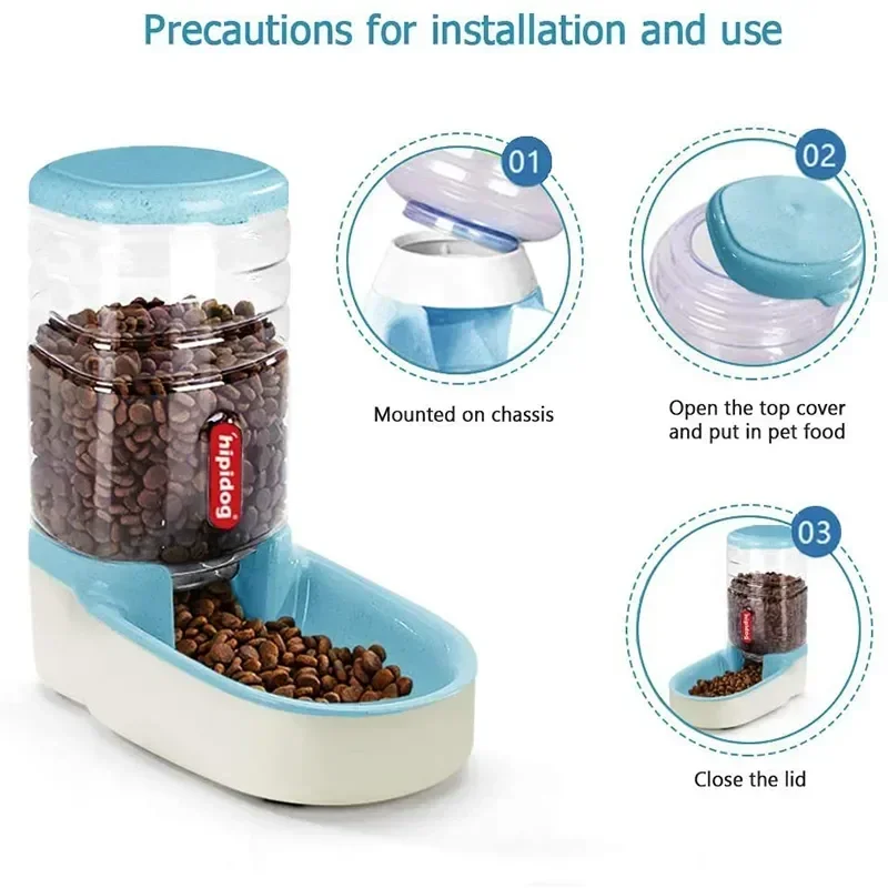 Automatic Dog Feeder Waterer Gravity Pet Food Dispensers Cat Water Dispenser Large Capacity Storage Container Food Water Bowl