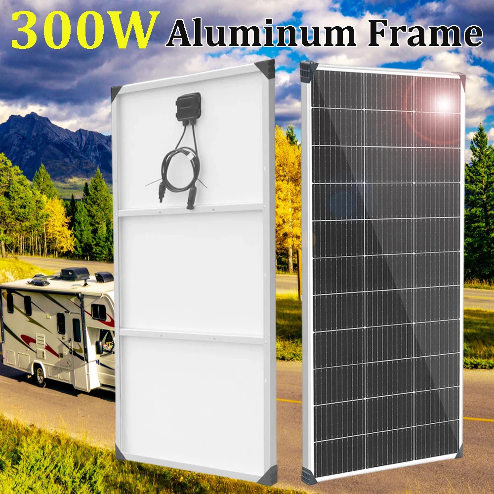 12V Leichtbau Solarpanel mit Aluminiumrahmen 300W 150W Photovoltaikpanel 12V 24V Batterieladegerät für Wohnmobil Boot RV Hausdach Balkon 220v 1000w EU Lager DHL Versand
