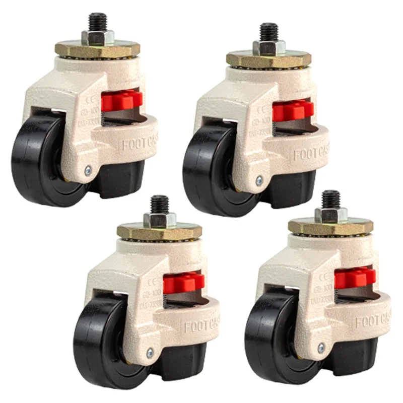 4pcs of box GD-100S GD-100F  retractable adjustable leveling caster wheels theaded stem heavy duty casters
