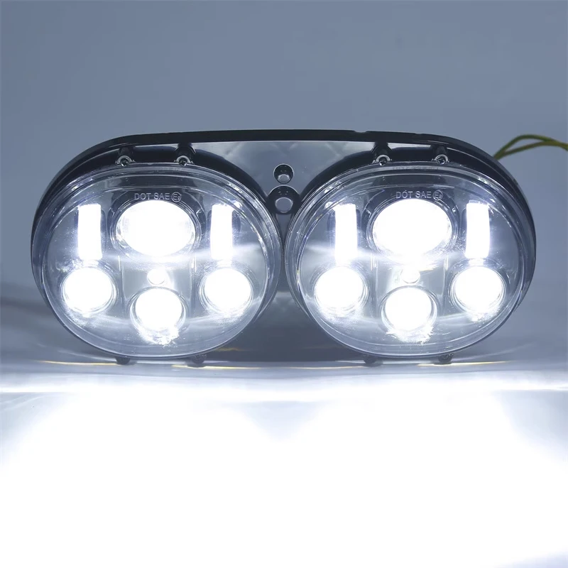 

Motorcycle Modified Headlight LED Headlight Assembly Suitable for Harley Road Glide Double Light Glide 98-13