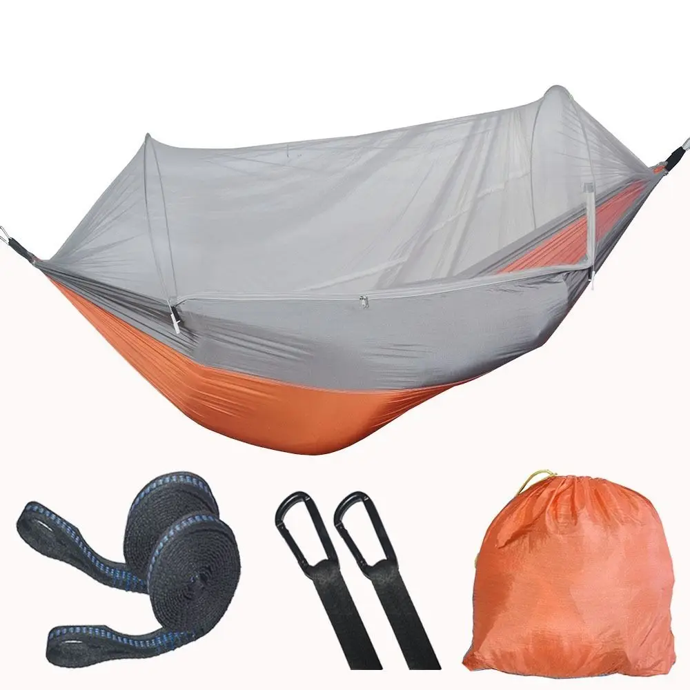 

Nylon Knitted Fabric Camping Hammock Quick Install Automatically Expand Outdoor Hammock Outdoor Furniture Rollover Prevention