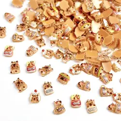 50pcs Resin Cartoon Cute Hamster Series Nail Charms Creative Hamburger Cake Delicacy Guinea Pig Nail Art Decoration DIY Maincure