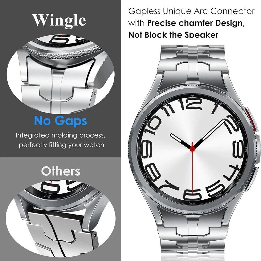 NO Gaps Steel Strap for Samsung Watch 6 Classic 47mm 43mm 4 5 6 44mm 40mm Luxury Men Band Galaxy 5 Pro 45mm Luxury Link Bracelet