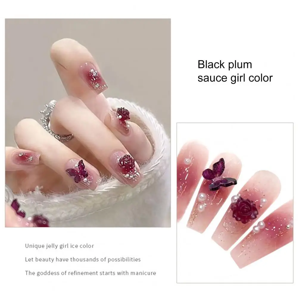 1กล่องที่ละเอียดอ่อนไข่มุกปลอม3D ผีเสื้อตกแต่งเล็บ Nail Art Decor เรซิ่น DIY