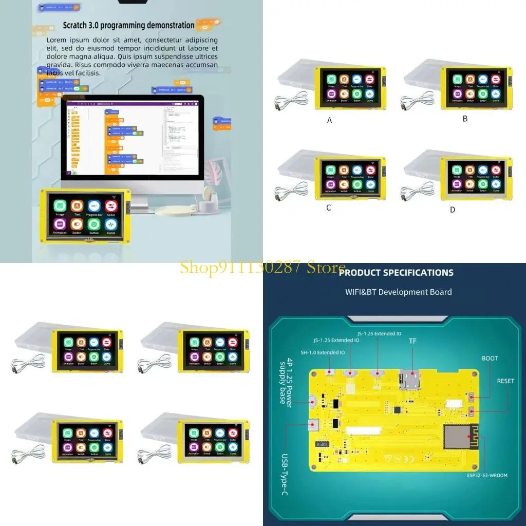 

J1HC ESP32 Плата разработки 4.3 "Экран дисплея ЖК -дисплея обеспечивает Wi -Fi & BluetoothCompatible & LVGL 8M PSRAM 16M