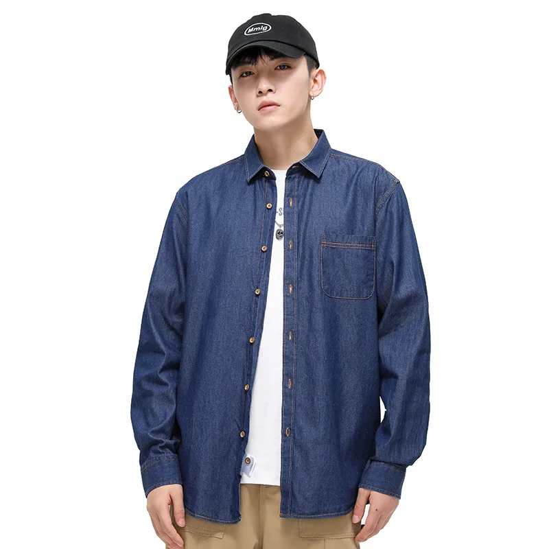 2024 Spring and Autumn New Men's Cowboy Loose Handsome Casual Chinese Trend Versatile Simple Long Sleeve Shirt Coat C709