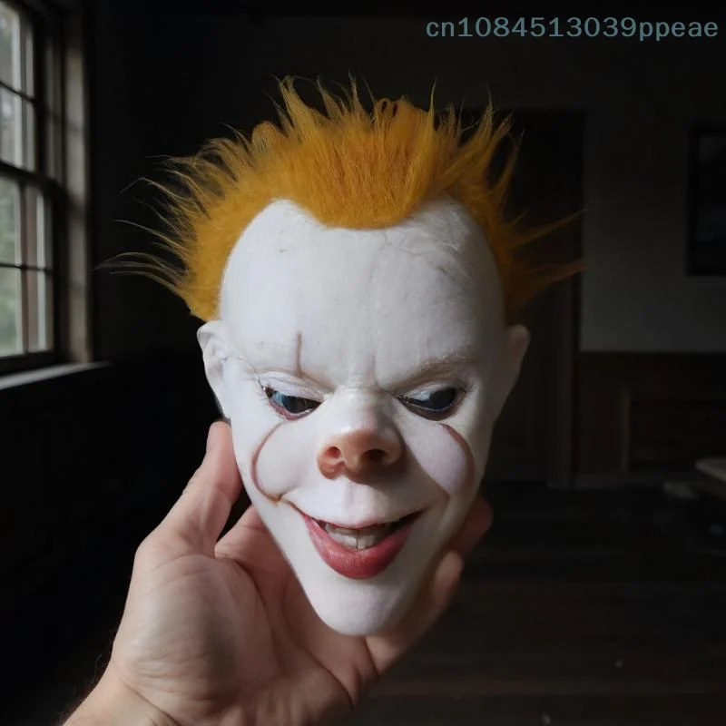 1 Stück Cosplay Horror Böser Dämon Clown Killers Latex Helm Gelbhaarige Gruselige Pennywise Joker Maske Halloween Party Kostüm Requisite