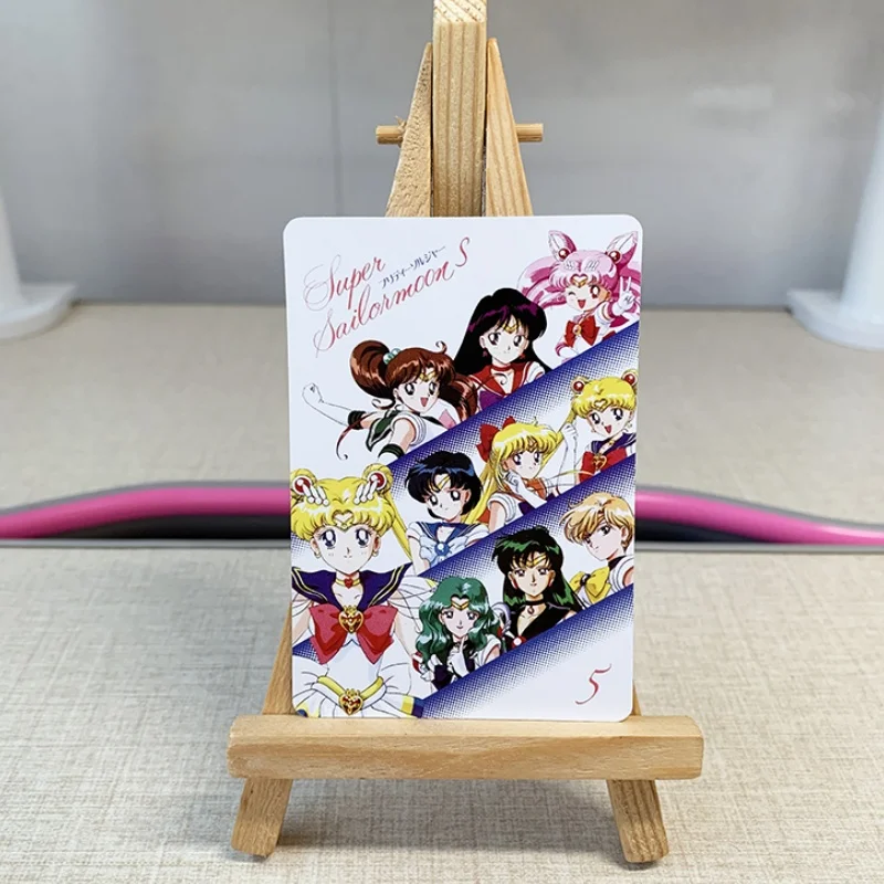 6Pcs/set Sailor Moon Fashion Series Small Set Plaid Refraction Flash Card Anime Game Characters Collection Cards Diy Gifts