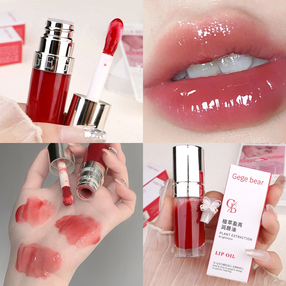 Geléia Violeta Óleo Hidratante Lip, Transparente Lip Plumper, Escova Grande, Crystal Peach Lipgloss, Batom Líquido Hidratante, Maquiagem Lábios