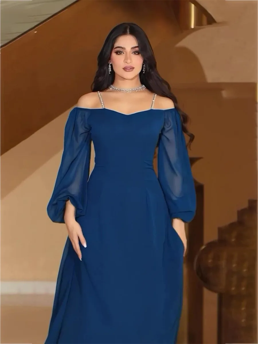 Eid Dubai Party Dress for Women Ramadan Sexy Evening Long Dress Belt Morocco Kaftan Vestidos Largos Turkey Robe Jalabiya 2024