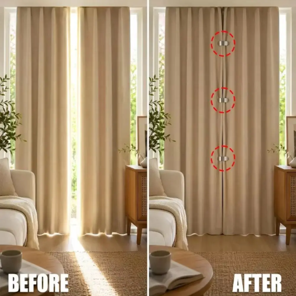 Magnetic Closure Curtain Clips Nail-Free Detachable Magnetic Curtain Clips Rust-proof Light-Blocking Fixed Clips Window Screen