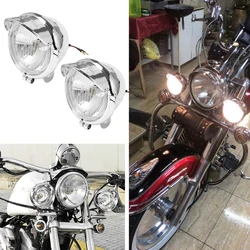Chrome Motorcycle Fog Lights Headlight Driving Passing Spot Lamp Universal DC12V For Harley Touring Bobber Chopper Custom