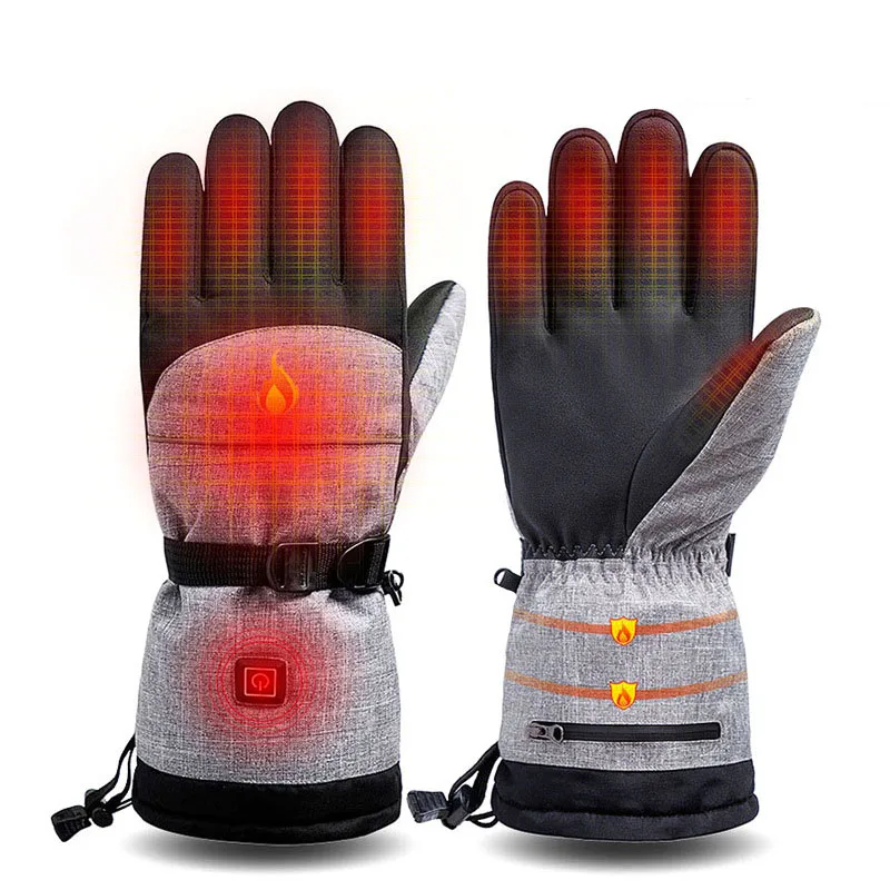 

Winter Motorcycle Heating Gloves Led 3-Speed Adjustment All Finger Protection Waterproof Touch Screen for Outdoor Cycling Skiing