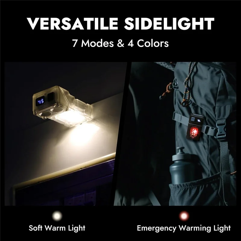 ABKS-Rechargeable Mini Work Light Swivial LED Flashlight 800 Lumens, EDC Clip-On Design With Back Clip