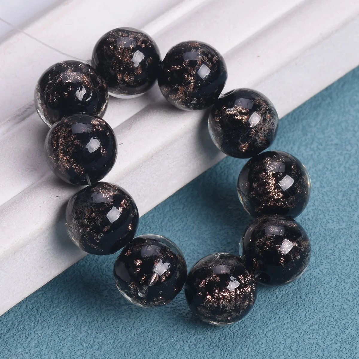 10pcs Round 8mm 10mm Foil Lampwork Glass Loose Beads for DIY Crafts Jewelry Making Findings
