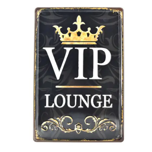 VIP LOUNGE Vintage Metal Tin Signs Embossed Retro Plate Decor Art Wall Poster