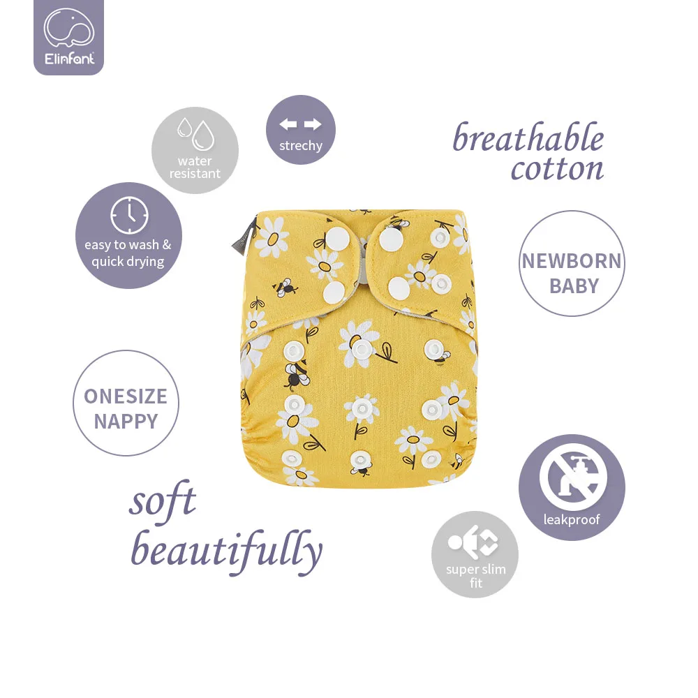 HappyFlute gambar Unicorn kain Suede Super lembut desain kancing dalam popok kain bayi baru lahir yang sangat tahan air & berpori