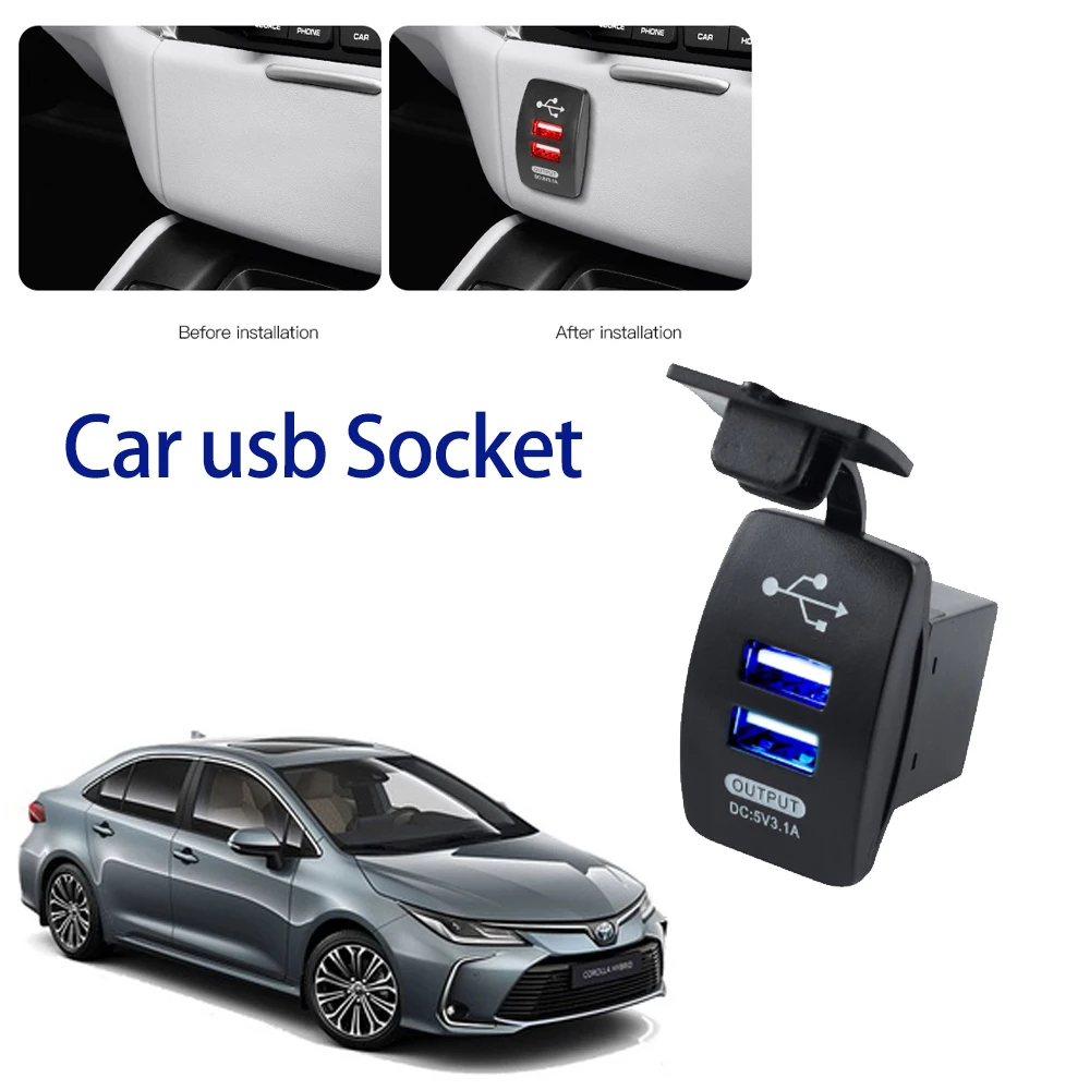 for Toyota Corolla E210 Auris Allion 2019~2023 2020 12-24V Car USB Charger Waterproof 4.2A Dual Power Socket Outlet Accessories