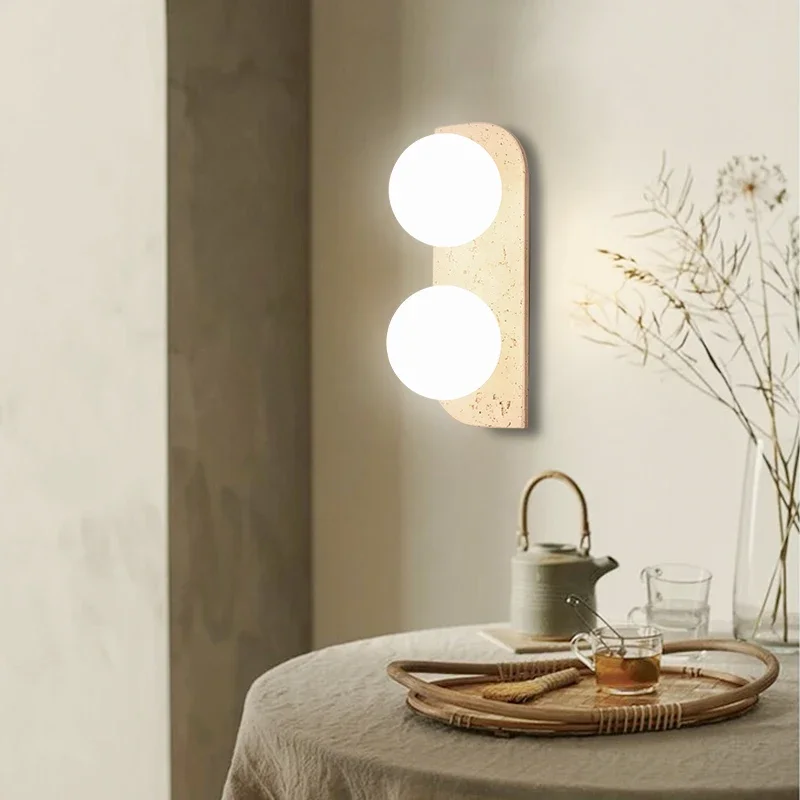 Japanese Yellow Stone LED Wall Light Fixtures Indoor Bedroom Living Room Home Decor Bedside Lighting Applique Murale Wall Lamp