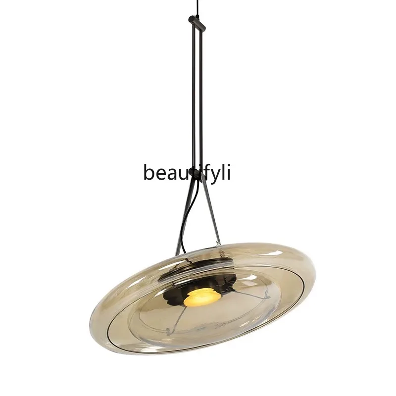 

Designer Luxury Model Room Belt Dining Room Glass Chandelier Soft Decoration Villa Dining Table High-End Adjustable Study