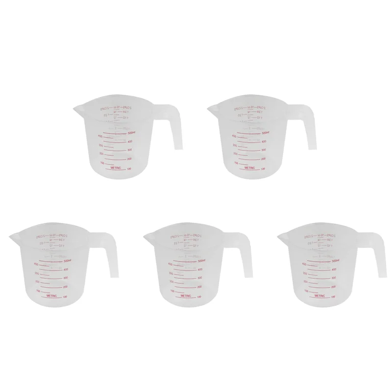 

5X 500Ml Home Lab Measuring Jug Pitcher Plastic Handle Pour Spout Container