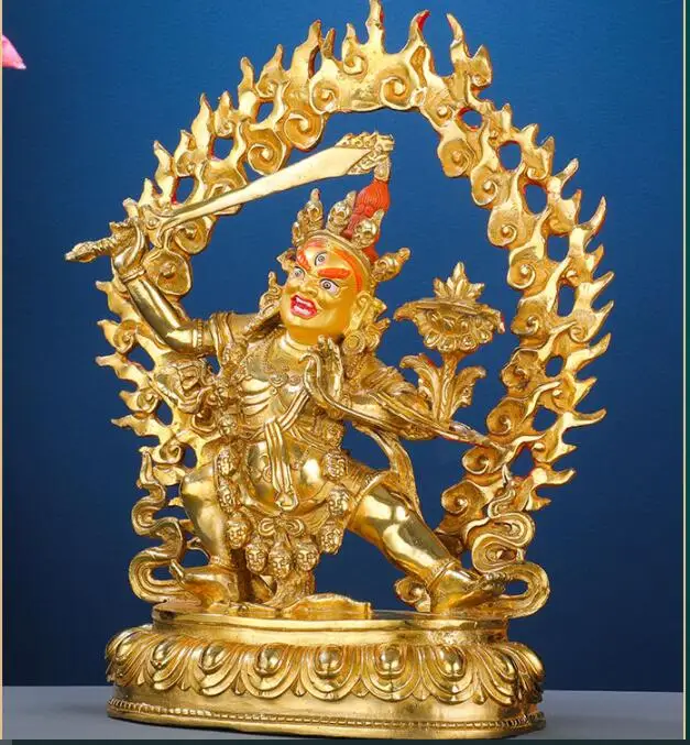 Asia Buddhism home temple altar Worship Black Manjushri Buddha brass gilding statue bless Safety good luck