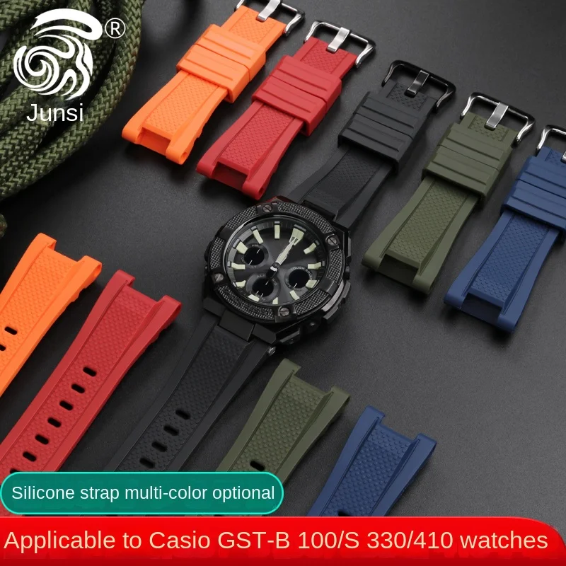 Resin Strap For Casio G-shock GST-B100 GST-210 W300 400G S110 S120 S130 S310 S330 Men\'s Waterproof Silicone Watch Band Bracelet