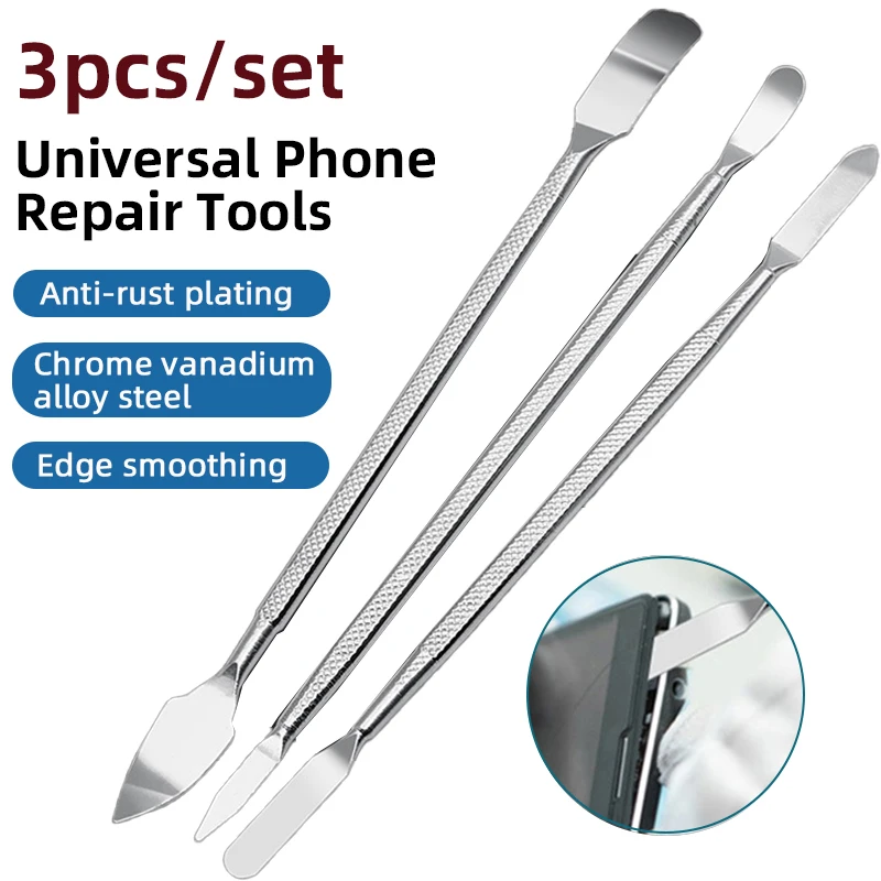 3 ชิ้น/เซ็ต Universal ซ่อมโทรศัพท์เครื่องมือโลหะ Crowbar ถอดชุดสําหรับโทรศัพท์ LCD ซ่อมเครื่องมือ DIY ซ่อมอิเล็กทรอนิกส์เครื่องมือ