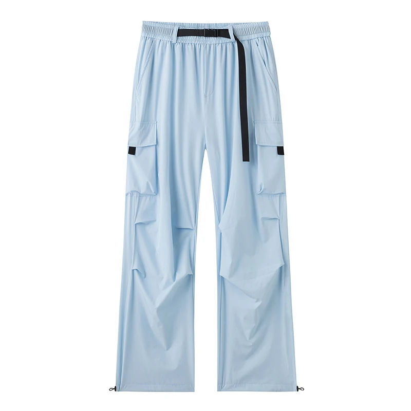 Women Outdoor Hiking Cargo Pants Waterproof Mountaineering Pants Elastic Waist Paratrooper Pants Loose Camping Cycling Trousers
