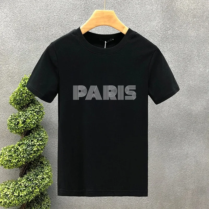 New Luxury Brand Paris Pure Cotton High-quality Printed Youth T-shirt Summer Harajuku Men's and Women's Short Sleeved T-shirt