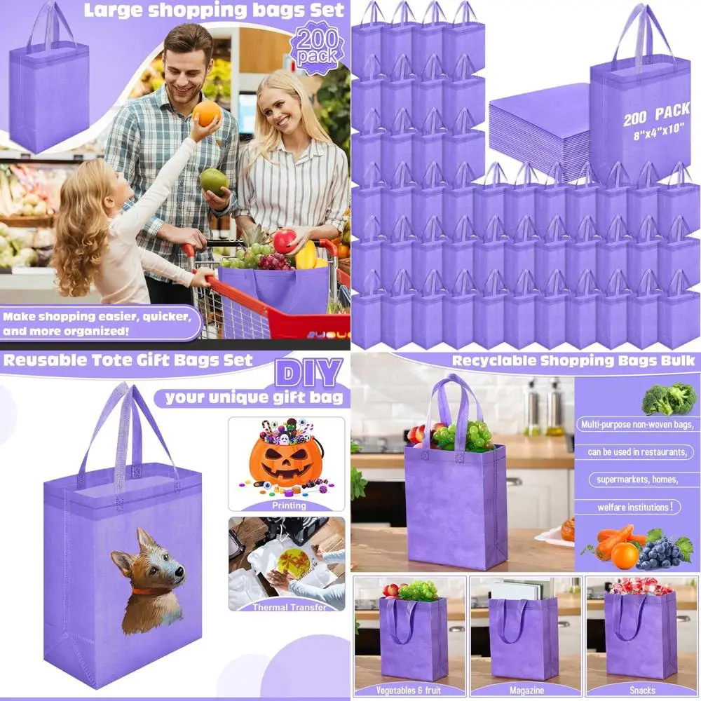 

Многоразовые сумки-шопперы оптом, 200 штук, 8x4x10 дюймов, нетканые сумки для покупок с ручками, светло-голубые, для продуктов