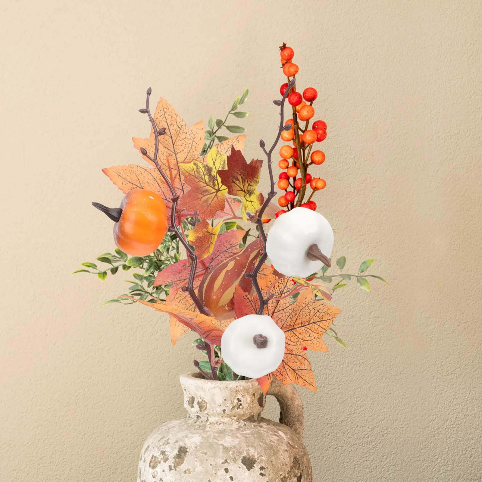 

2 Pcs Maple Fall Leaves Leaves Branches Fall Picks Pumpkin Halloween Pumpkin Branch Decor Artificial Plant Layout