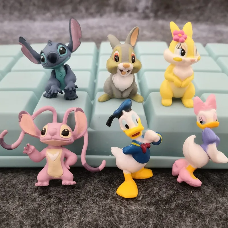 Disney Catoon Anime Stitch Minnie Mickey Mouse Donald Duck Cake Decoration Action Figure Mini Pvc Model Toys Kids Gifts