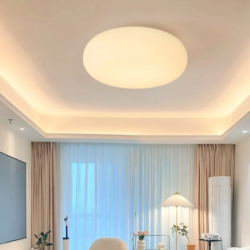 Lámpara de techo decorativa de estilo nórdico para dormitorio, sala de estar y comedor, luz LED colgante minimalista a rayas de color crema y manzana