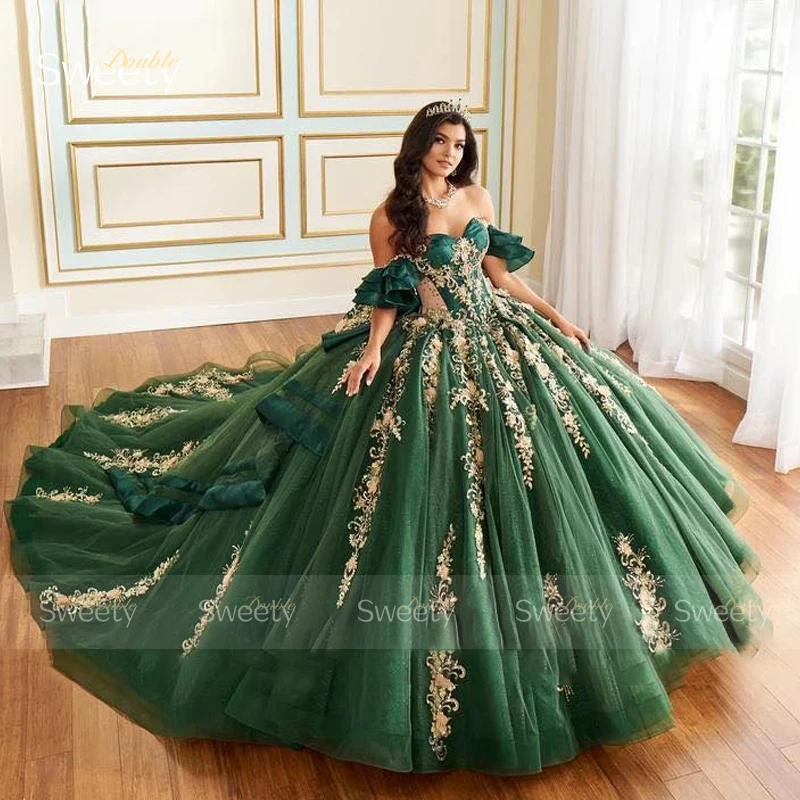 高級キンセアニェーラドレス オーガンザ 刺繍入り ボールガウン スイートハート ボートネック カスタマイズされたノースリーブ レースアップ ベスティドス デ フィエスタ